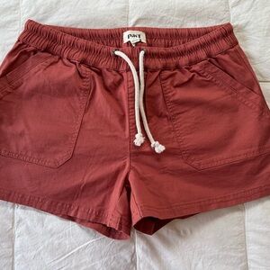 Pact Women's Drawstring Athletic Shorts in Rust